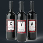 Etiqueta Para Botella De Vino Rústico Merry Christmas Deer Red Plaid<br><div class="desc">Rústico Búfalo Rojo Tapado Rústico Etiqueta de vino de Navidad</div>
