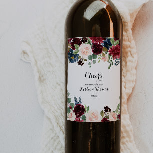 Etiqueta Para Botella De Vino Rústico otoño deslumbrante Boda de Borgoña