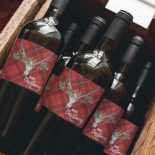 Etiqueta Para Botella De Vino Rústico País Cráneo de Ródano y Navidades de Garla