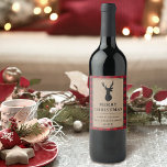 Etiqueta Para Botella De Vino Rústico Red Plaid Merry Christmas Kraft<br><div class="desc">Rústico Kraft Red Buffalo Rocioso Ropa de reno Merry Christmas Wine Label</div>