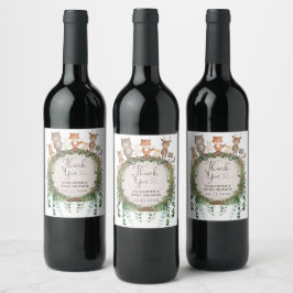 Etiqueta Para Botella De Vino Rústicos animales de la vegetación de los bosques 