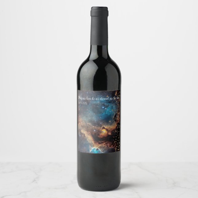 Etiqueta Para Botella De Vino Rusty Blue Cloud Nebula (Anverso)