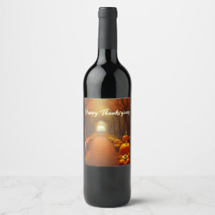 Etiqueta Para Botella De Vino Ruta de calabaza Hermoso Personalizado de escena d