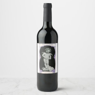 Etiqueta Para Botella De Vino Sad Cherub Angel Print