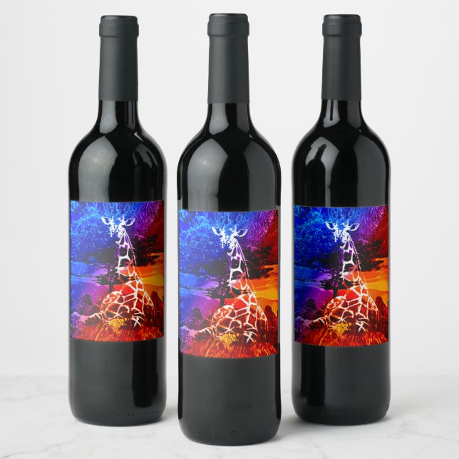 Etiqueta Para Botella De Vino Safari Giraffe Dream Wine Label (Botellas)