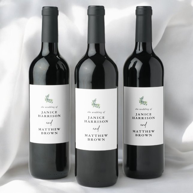 Etiqueta Para Botella De Vino Sage Eucalyptus Woodland Boda (Subido por el creador)