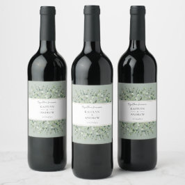 Etiqueta Para Botella De Vino Sage Green Eucalyptus Together Forever Wedding
