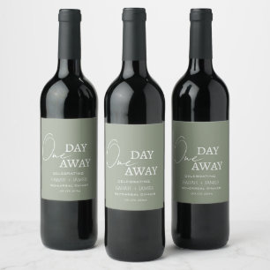 Etiqueta Para Botella De Vino Sage Green un día antes Boda de la cena de ensayo