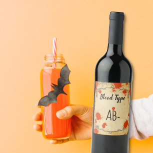 Etiqueta Para Botella De Vino sala de botica halloween vampiro vintage SANGRE