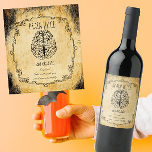 Etiqueta Para Botella De Vino Sala de botica halloween vintage jugo de cerebro