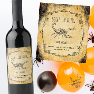 Etiqueta Para Botella De Vino Sala de botica Halloween vintage picaduras de esco