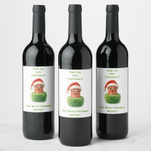 Etiqueta Para Botella De Vino Salami lindo sorprendió la Navidad en verde esponj