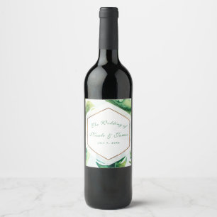 Etiqueta Para Botella De Vino Saltos tropicales Personalizado de oro verde blanc