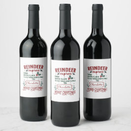 Etiqueta Para Botella De Vino Saludo expreso de renos festivos de Santa Claus