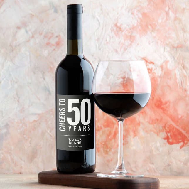 Etiqueta Para Botella De Vino Saludos a 50 años negro (Subido por el creador)