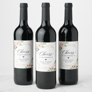 Etiqueta Para Botella De Vino Saludos A La Boda Moderna Y Elegante Floral Rubor