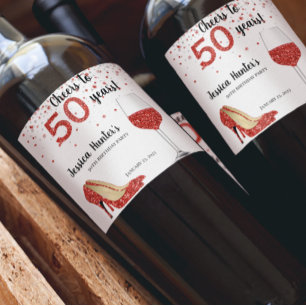 Etiqueta Para Botella De Vino Saludos a los 50 años del Personalizado de Vino Pu