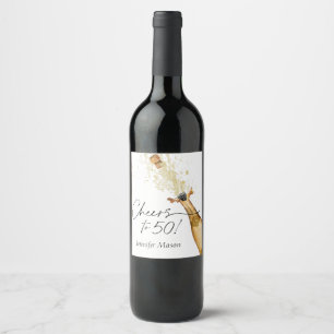 Etiqueta Para Botella De Vino Saludos a los 50 cumpleaños