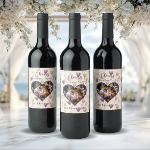 Etiqueta Para Botella De Vino Saludos a muchos años juntos   plantilla con foto