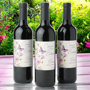 Etiqueta Para Botella De Vino Saludos a una vida de mariposas ducha de novias