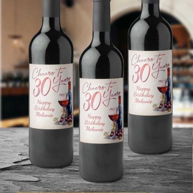 Etiqueta Para Botella De Vino Saludos a Vino 30 cumpleaños (Subido por el creador)
