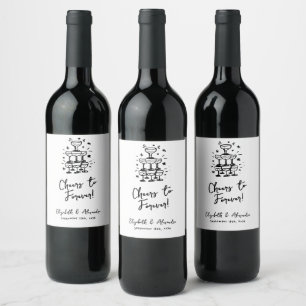 Etiqueta Para Botella De Vino Saludos al Boda de Forever Black Hand Drake