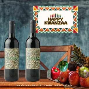 Etiqueta Para Botella De Vino Saludos de Kwanzaa