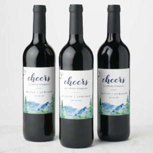 Etiqueta Para Botella De Vino Saludos de las Montañas Rocosas Bodas Vinos