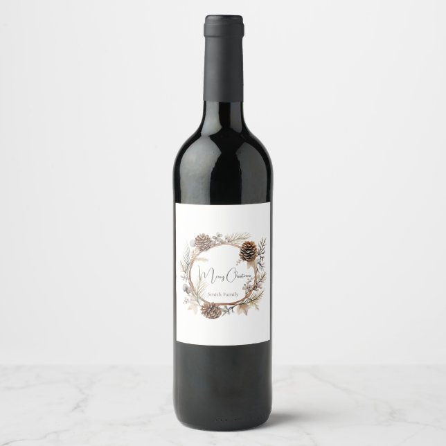 Etiqueta Para Botella De Vino Saludos de Navidad (Anverso)