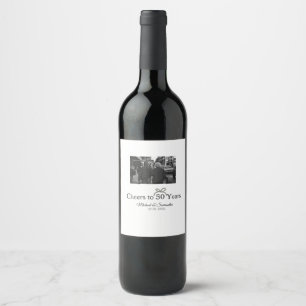 Etiqueta Para Botella De Vino Saludos dorados a boda de 50 años