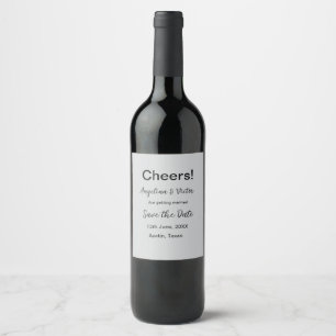 Etiqueta Para Botella De Vino Saludos guarda la fecha simple minimalista moderno