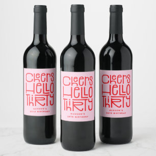 Etiqueta Para Botella De Vino Saludos Modernos Cumpleaños Treinta '30 Cheers