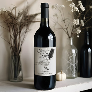 Etiqueta Para Botella De Vino Saludos para amar a Skeleton con ducha de novias g