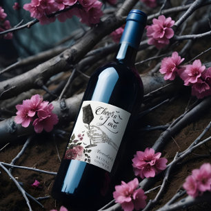 Etiqueta Para Botella De Vino Saludos para amar a Skeleton con la floral novia g