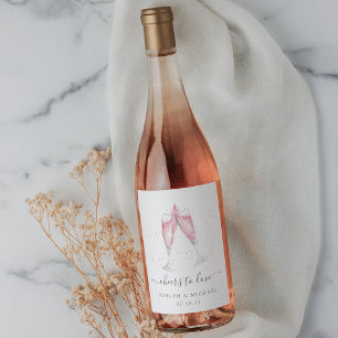 Etiqueta Para Botella De Vino "Saludos para amar" de vino espumoso rosado person