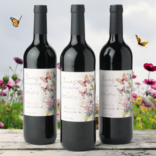Etiqueta Para Botella De Vino Saludos por la vida de las mariposas en la ducha d