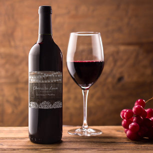 Etiqueta Para Botella De Vino Saludos rústicos a la boda campestre