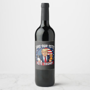 Etiqueta Para Botella De Vino Salven a nuestros Mascotas Votan a los Mascotas Tr