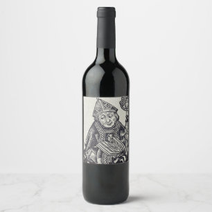 Etiqueta Para Botella De Vino San Amandus Fundador y Misionero Arte