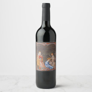 Etiqueta Para Botella De Vino San Luis IX de Francia Patrono de Reyes Arte
