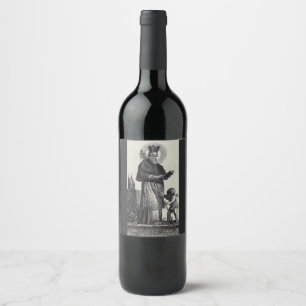 Etiqueta Para Botella De Vino San Patricio Apóstol de Irlanda Arte Monocromo