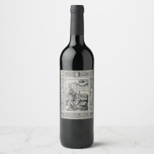 Etiqueta Para Botella De Vino San Valentín de Roma Grabado Arte Premium