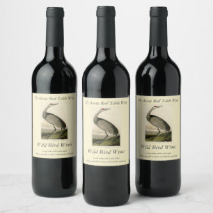 Etiqueta Para Botella De Vino Sandhill Crane de los pájaros de América de Audubo