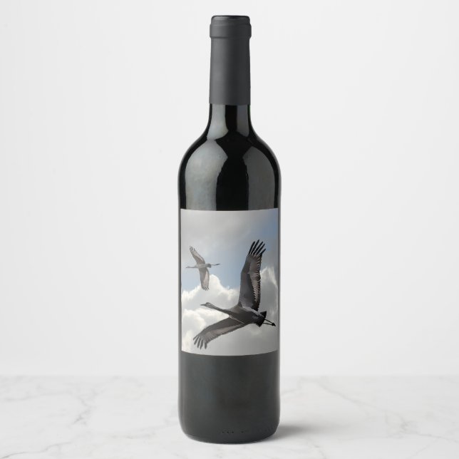 ETIQUETA PARA BOTELLA DE VINO SANDHILL CRANES (Anverso)