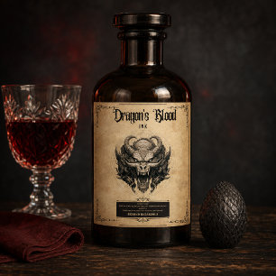 Etiqueta Para Botella De Vino Sangre de Dragón: Desata la Magia con Esto Místico