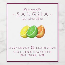 Etiqueta Para Botella De Vino Sangria Red