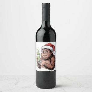 Etiqueta Para Botella De Vino Santa Bigfoot Divertido Sasquatch Divertido Sosten