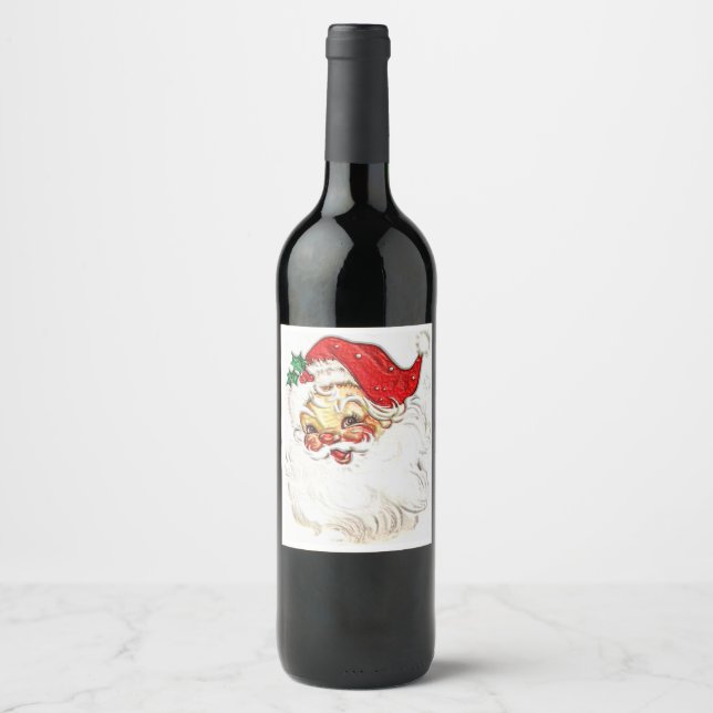 Etiqueta Para Botella De Vino Santa Claus (Anverso)