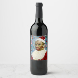 Etiqueta Para Botella De Vino Santa Claus, Van Gogh