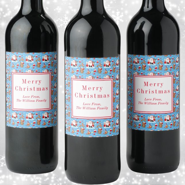 Etiqueta Para Botella De Vino Santa con animales del bosque (Subido por el creador)